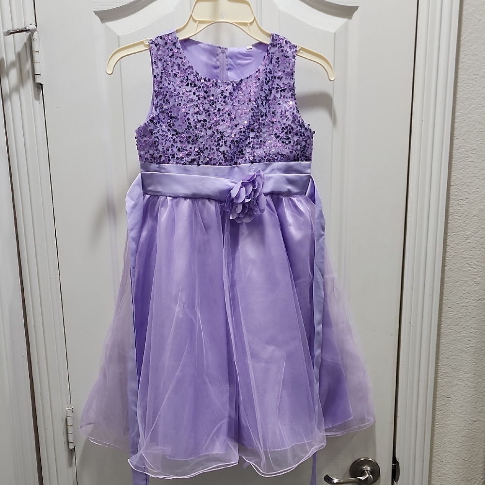 Purple Sleeveless Dress with Sequin Bodice